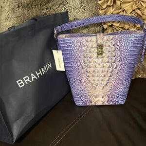 NWT Brahmin Very Peri Ombré Melbourne Shira Genuine Leather Shoulder Bag